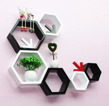 3pieces / lot Hexagon Shaped Decorative Wall Shelves