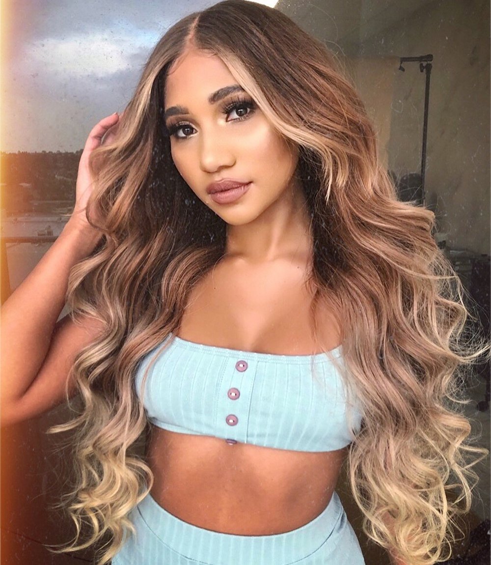 Synthetic Curly Hair Wig Long Brown Blonde Ombre Wigs for Black Women