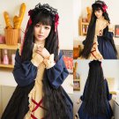 Lolita Cosplay Costume Wig Long Black Curly Wig With Bangs Synthetic Party Wigs