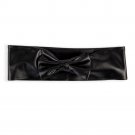 Girls Black Leatherette Bow Headband