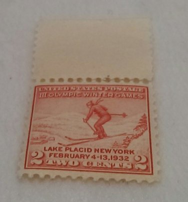 Red Two Cent United States Postage Stamp - Third Olympic Winter Games