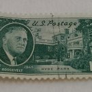 Green One Cent U.S. Postage Roosevelt Stamp, Hyde Park 1882-1945