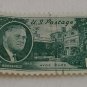 Green One Cent U.S. Postage Roosevelt Stamp, Hyde Park 1882-1945