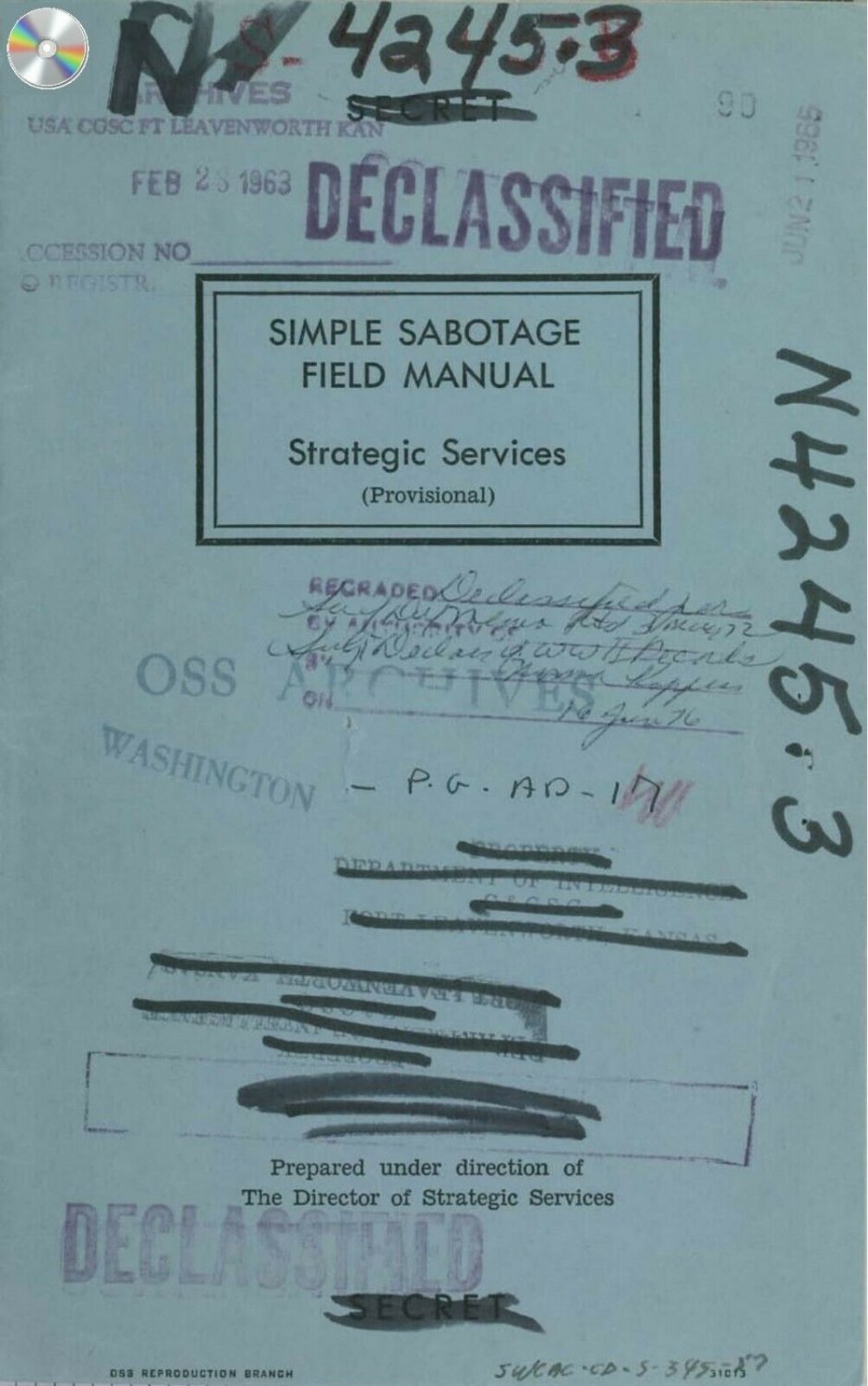 WWII Office Strategic Services 1944 SIMPLE SABOTAGE FIELD MANUAL 36 Pages