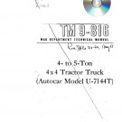 Ordnance Manual TM 9-816 4- to 5-Ton 4x4 Tractor Truck (Autocar Model U-7144T)