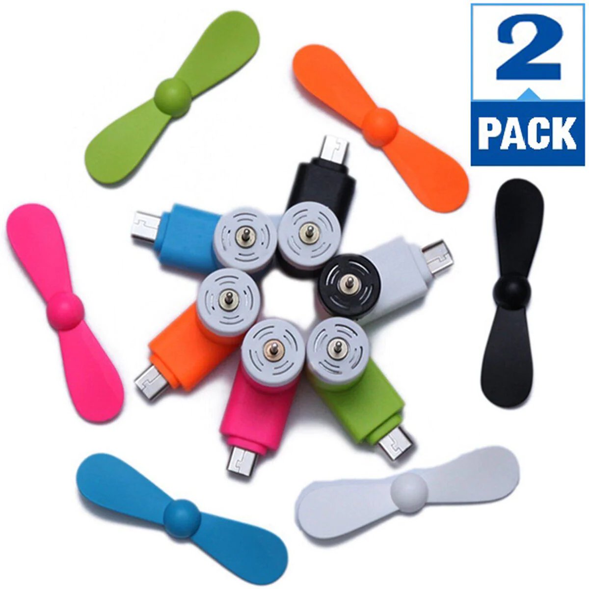 2 X Micro USB Mini USB Electric Fan Cell Phone Cooling For Android Phone Samsung