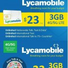 LYCAMOBILE Preloaded Sim Card Prepaid $23 x 1/2/3/4/6 Months Text Talk Data plan