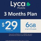 Lycamobile Preloaded Sim $29 x 3  months 6GB/Month Unlimited Data Text Call Plan
