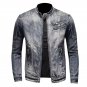Denim Jackets Men Casual Stand Collar Moto Biker Outerwear Coats Mens Fashion Zi