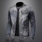 Denim Jackets Men Casual Stand Collar Moto Biker Outerwear Coats Mens Fashion Zi