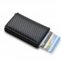 Carbon Fiber Card Holder Wallets Men RFID Black Magic Trifold Leather Slim Mini