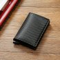 Carbon Fiber Card Holder Wallets Men RFID Black Magic Trifold Leather Slim Mini