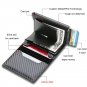 Carbon Fiber Card Holder Wallets Men RFID Black Magic Trifold Leather Slim Mini