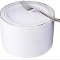 50 Plastic Dessert Plates &50 Silver Plastic Forks, Disposable Salad Plates,Fanc