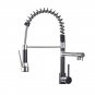 Black Spring Kitchen Faucet Pull Out Side Sprayer Dual Spout Tap Deck Mount Kitc