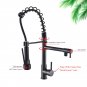 Black Spring Kitchen Faucet Pull Out Side Sprayer Dual Spout Tap Deck Mount Kitc