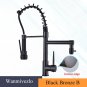 Black Spring Kitchen Faucet Pull Out Side Sprayer Dual Spout Tap Deck Mount Kitc