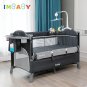 Newborn Baby Bed Multifunctional Baby Cribs Foldable Baby Cot with Diaper Table