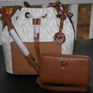 ~MICHAEL Michael Kors Greenwich MD Bucket Crossbody Bag & Wallet (Vanilla)BNWT