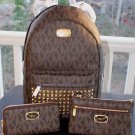 NWT~ Michael Kors Jet Set STUDDED LARGE Backpack PVC/Leather,Wristlet &Wallet