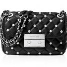 NWT~Michael Kors Pearls Sloan Small Chain Should Bag, Black/Silver   $328