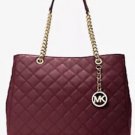 NWT~ Michael Kors Large Quilted Leather Susannah Tote Purse bag~ Merlot~ $428