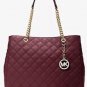 NWT~ Michael Kors Large Quilted Leather Susannah Tote Purse bag~ Merlot~ $428