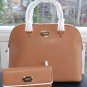 NWT ~Michael Kors Cindy Large Leather Dome Satchel Purse Handbag & Wallet~ Acorn