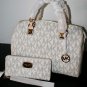 Michael Kors LARGE MK Signature PVC Satchel/Crossbody& ZA Wallet ~NWT