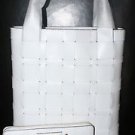 NWT Authentic Michael Kors Woven Leather Vivian Large NS Tote & Large Wristlet
