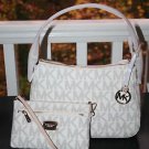 NWT ~Michael Kors Jet Set Item Small Top Zip Shoulder Bag Signature & Wristlet