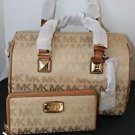 NWT~Michael Kors Grayson LARGE Satchel Handbag Purse and Wristlet/Wallet (CAMEL)