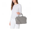 BNWT Michael Kors Selma Large Patent Leather Top Zip Satchel Handbag ~Cinder