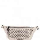 NWT~ Michael Kors Rhea Zip Pyramid Studded Leather BeltBag ~CEMENT