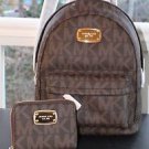 NWT~ MICHAEL KORS Jet Set MK SIG PVC/LEATHER  Extra Small XS Backpack & Wallet