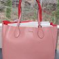 NWT~ Michael Kors Leather E/W Large Mae REVERSIBLE Pale Pink/Coral $298