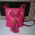 NWT~MICHAEL KORS LARGE LEATHER BRAIDED GROMMET CROSSBODY~ FUSCIA