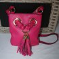 NWT~MICHAEL KORS LARGE LEATHER BRAIDED GROMMET CROSSBODY~ FUSCIA