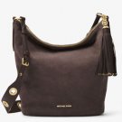 NWT Authentic Michael Kors Brooklyn Large Suede Feed Shoulder Hobo Bag ~Coffee