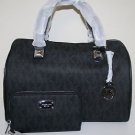 NWT~Michael Kors LARGE MK Signature PVC  Satchel/Crossbody and Wristlet(Black)