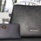 BNWT~ MICHAEL KORS LARGE SAFFIANO LEATHER PORTIA SATCHEL PURSE & WALLET~BLACK