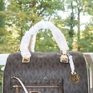 NWT~Michael Kors LARGE MK Signature PVC  Satchel/Crossbody and LG WRISTLET~BROWN