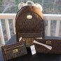 NWT~ Michael Kors Jet Set STUDDED LARGE Backpack PVC/Leather & Wristlet & Clutch