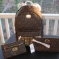 NWT~ Michael Kors Jet Set STUDDED LARGE Backpack PVC/Leather & Wristlet & Clutch