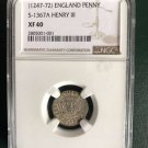 1247-72 England Long Cross Penny Silver Coin S-1367A Henry III NGC XF 40
