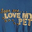 Karen Scott 100% Cotton 3/4 Sleeve Shirt "Love Me Love My Pet" Size PL