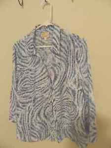JM Collection Button Down Blouse, 3/4 Sleeve, Size 16
