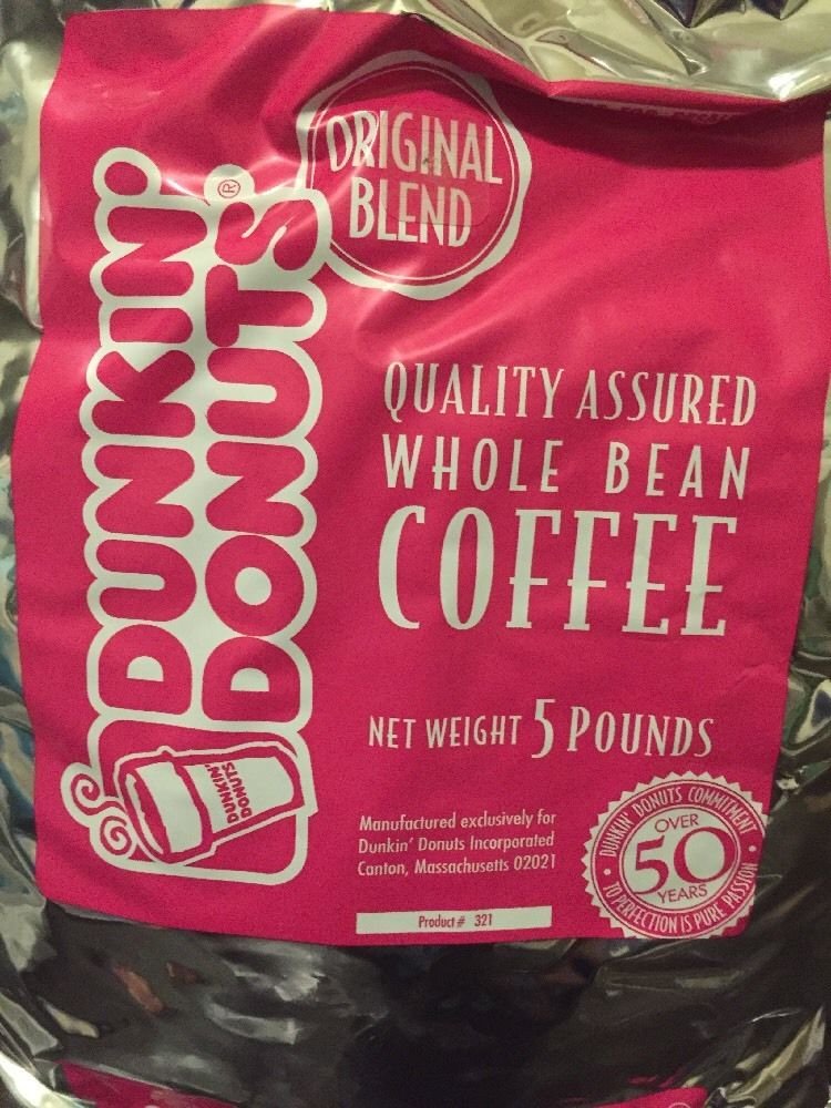 Dunkin Donuts Original Whole Coffee Bean 5 Lb