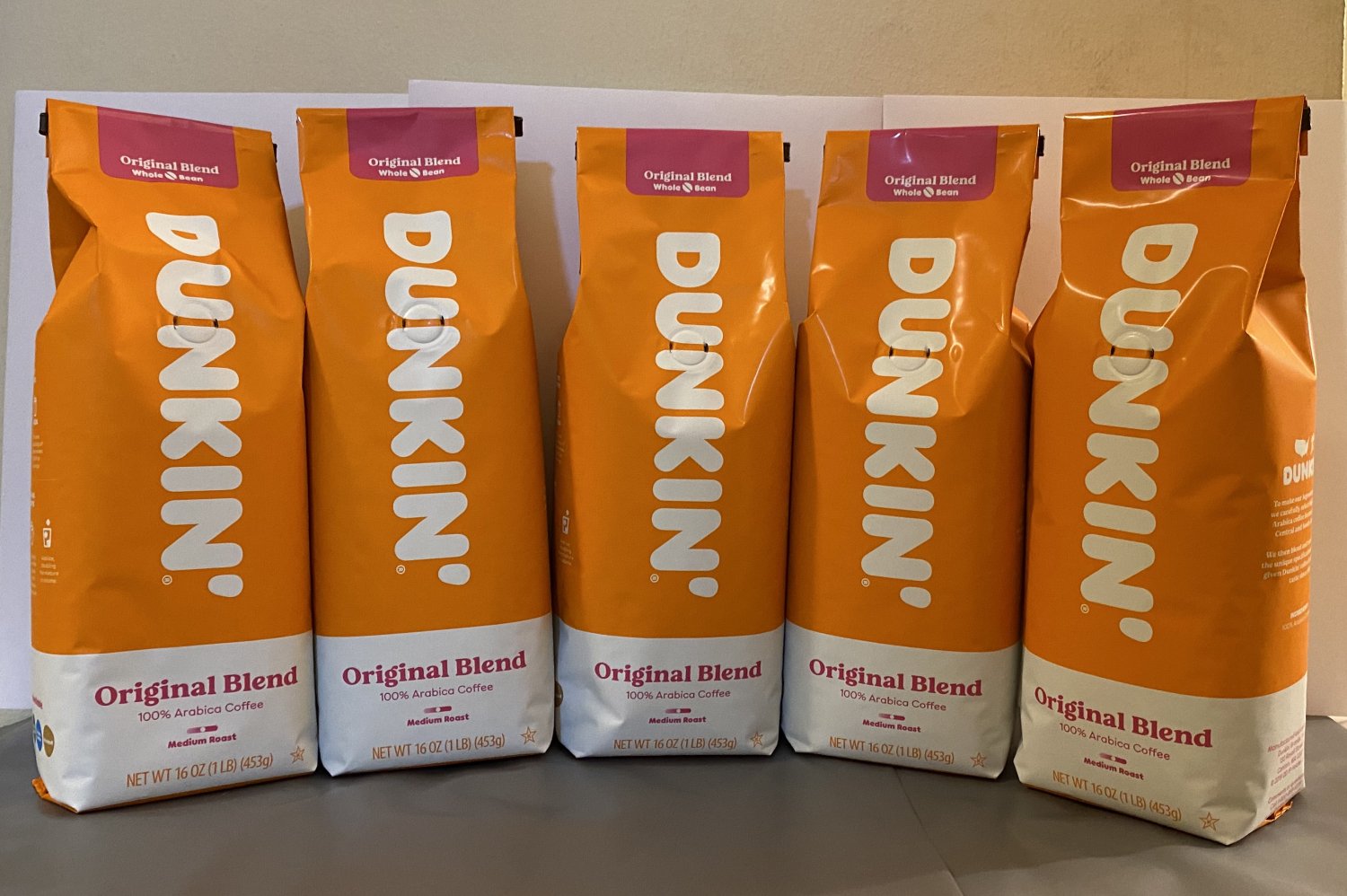 Dunkin' Donuts Whole Bean  Original Blend  5lb (1lb Pack of 5)