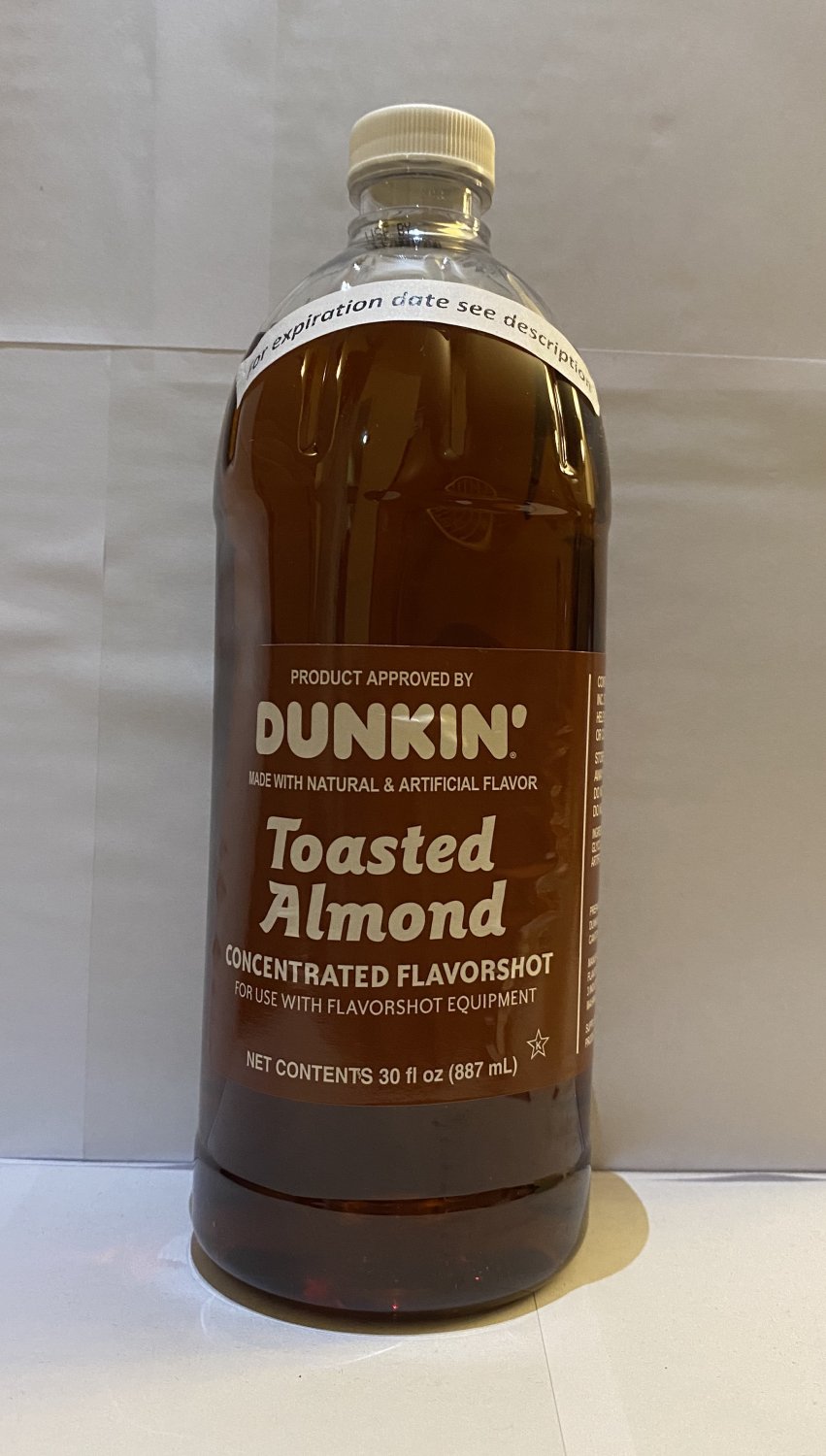 Dunkin Donuts Unsweetened Toasted Almond Flavor Shot 30oz Bottle No Pump